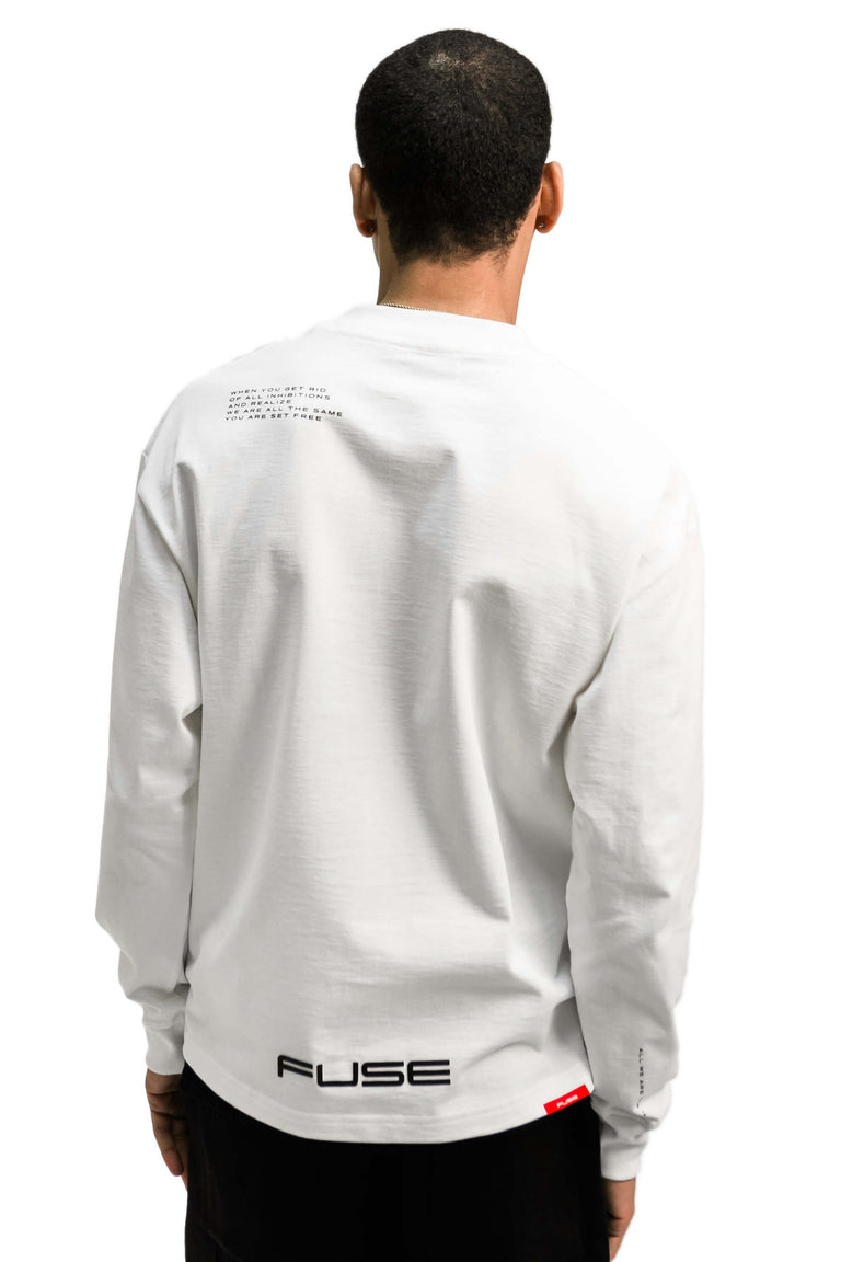 Red Box Bird Heavy Weight Mock Neck Tee - White