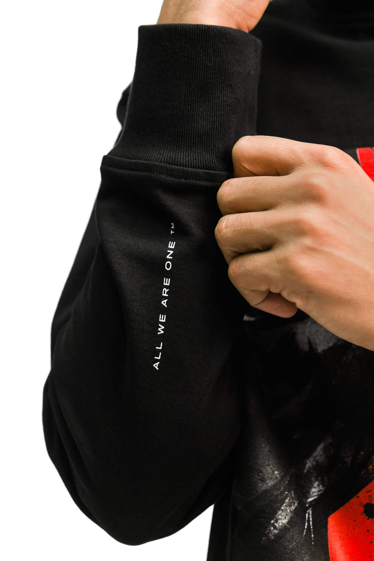 Red Box Bird Heavy Weight Mock Neck Tee - Black