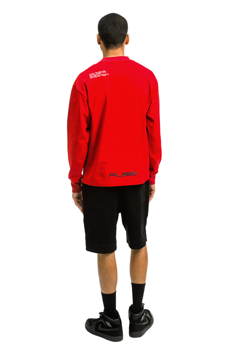 Red Box Bird Heavy Weight Mock Neck Tee - Red