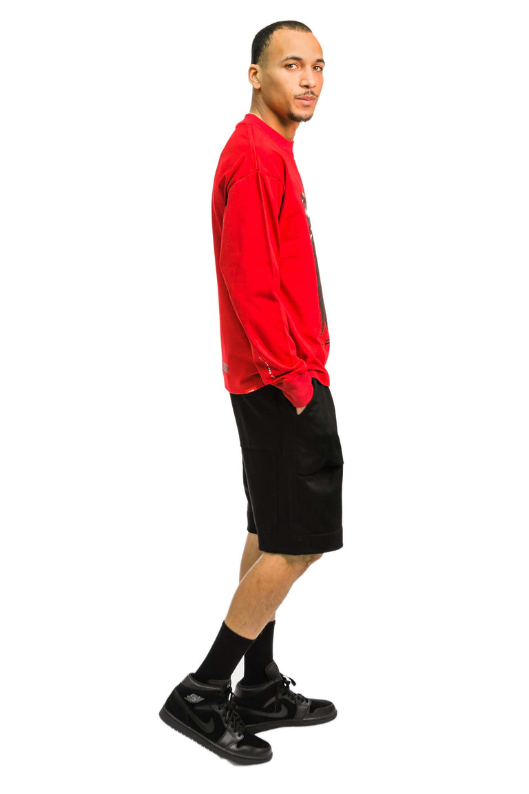 Red Box Bird Heavy Weight Mock Neck Tee - Red