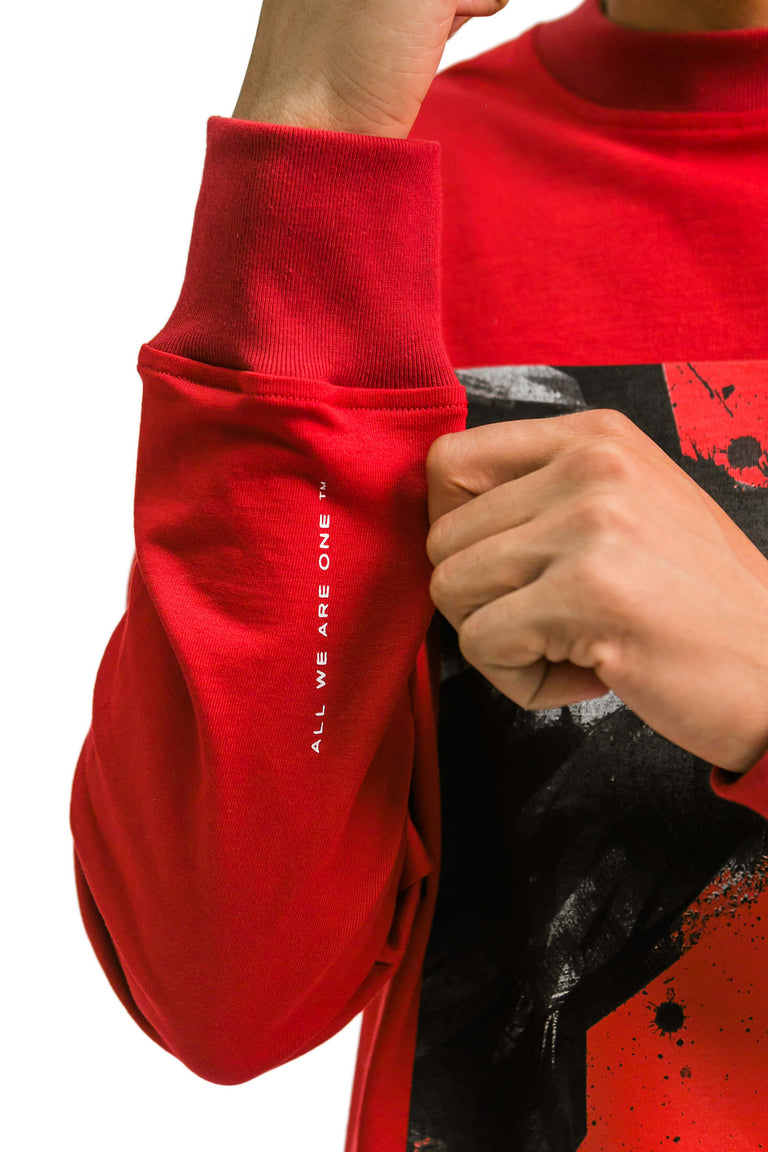 Red Box Bird Heavy Weight Mock Neck Tee - Red