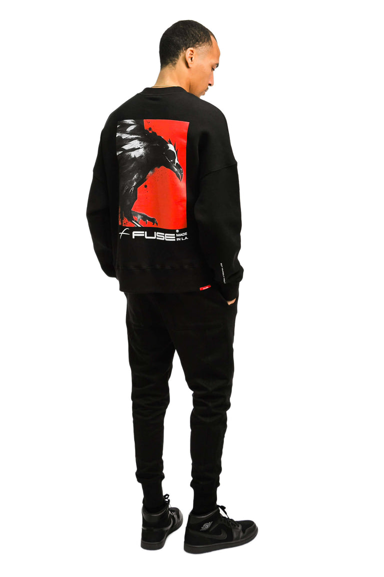 Red Box Bird Sweatshirt - Black