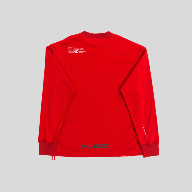 Red Box Bird Heavy Weight Mock Neck Tee - Red