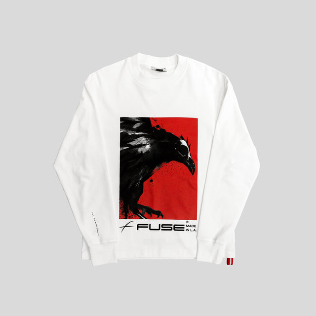 Red Box Bird Heavy Weight Mock Neck Tee - White