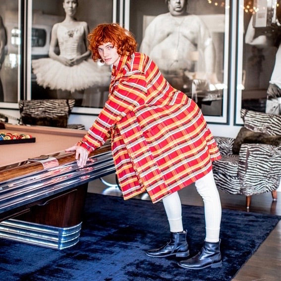 Oversize Flannel Coat - Red